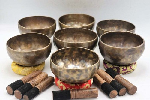 Set of 7 Authentic antique  singing bowls - Handmade singing bowls - meditation - Picture 1 of 2