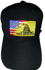 GADSDEN DON'T TREAD ON ME / USA FLAG Ball Cap - BLACK