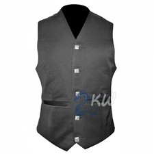 5 BUTTON ARGYLL WAISTCOAT IN BLACK COLOR 100 SERGE WOOL