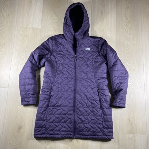 THE NORTH FACE Womens Long Puffer Coat Purple Hooded Parka Jacket size XL