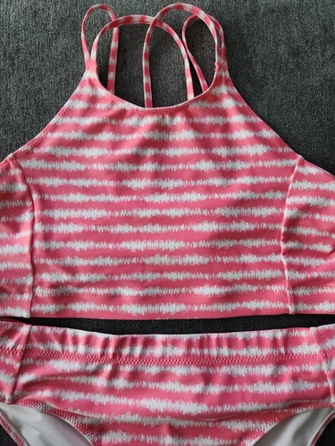 Z By Zella Girls Strappy Pink Static Shibori 2 Piece Swim Suit Size 16 - Picture 2 of 13
