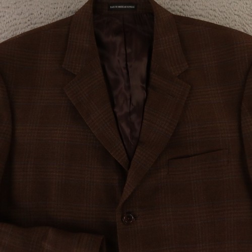 Andrew Fezza Jacket L LT Brown Check Plaid Tweed 100% Wool Twill Blazer 44L - Picture 2 of 16