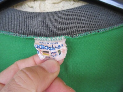 Maillot Vintage De Foot US Fresnay Sur Sarthe N°1, Vert, Années 80, Taille S