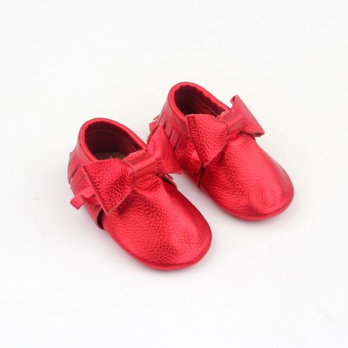 Starbie baby Moccasins red Bow baby shoes toddler moccasin infant girls shoes - Picture 3 of 7