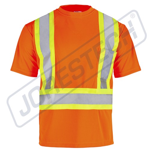 Camisa Hi Vis ANSI Clase 2 Reflectante Seguridad Mangas Cortas ALTA VISIBILIDAD - Imagen 9 de 11