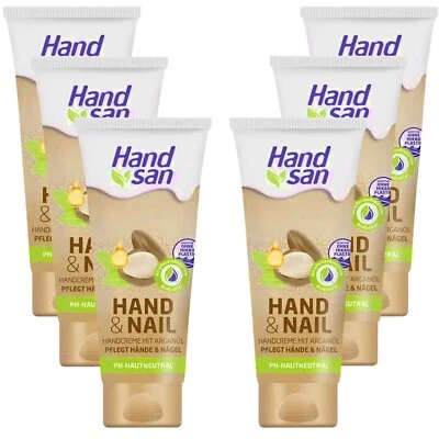 Handsan Handcreme Hand & Nagel 6x 90ml mit Arganöl Nagelpflege