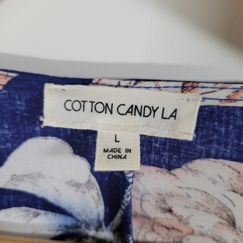 COTTON CANDY LA Blue Floral Maxi Dress Size L Peekaboo Front Slit Spring Event - Picture 9 of 12