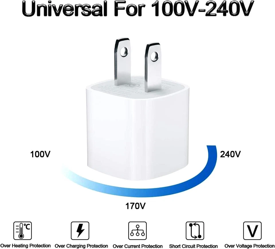 White 1A USB Power Adapter AC Home Wall Charger US Plug FOR iPhone 5 6 7 8 LOT - Image 4 of 4