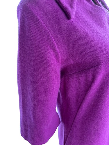 Handcrafted 1960’s Unlined A Line Empire Magenta Dress Wool Blend - Picture 4 of 8