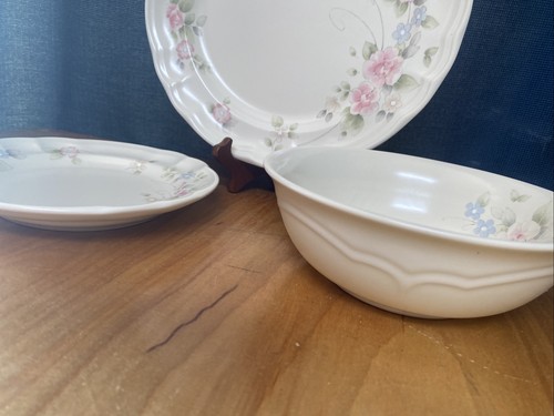 Pfaltzgraff Tea Rose Set Dinner Salad Plate/ Cereal /Soup Or Salad Bowl Lot Of 3 - Picture 8 of 14