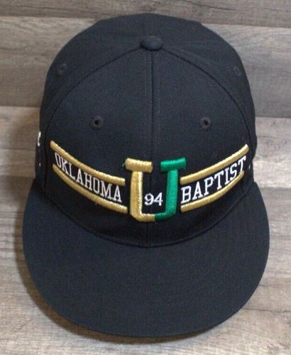 Oklahoma Baptist University 94 Bison All/One Fitted Black Hat Cap Unisex 7 3/8 - Picture 3 of 8
