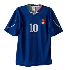 Pietro Italia Figc Totti 10 Blue Athletic Shirt V-neck Short Sleeve Size L New
