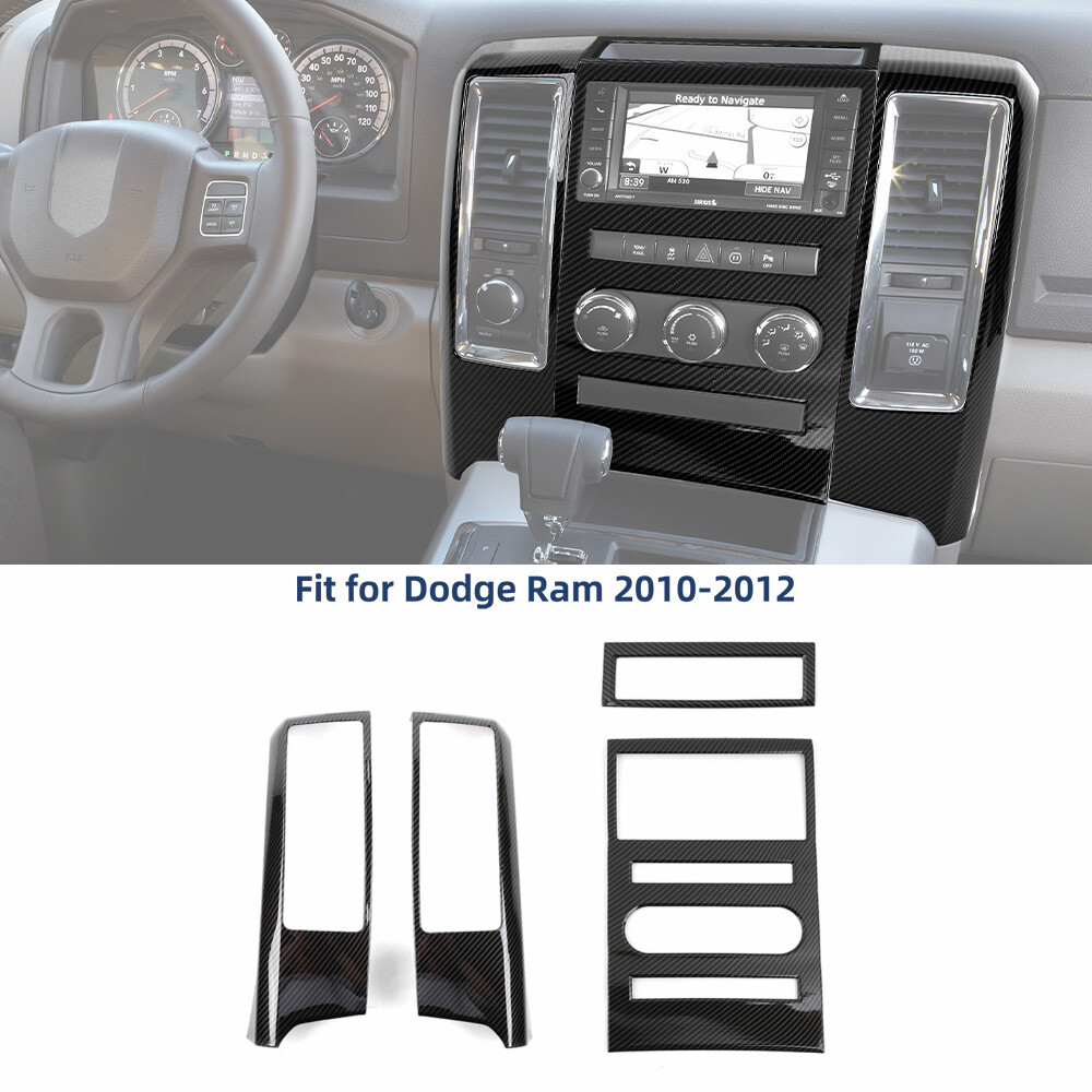 Carbon Fiber Center Console Navigation Panel Trim Kit For Dodge Ram 1500 2010-12