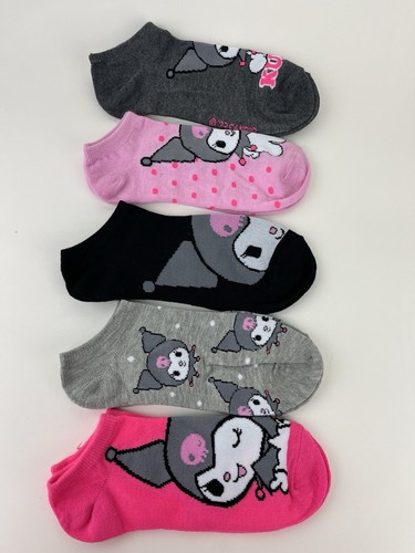 Sanrio Kuromi No Shows Socks 5 Pairs Shoe Size 4-10 Socks Size 9-11 - Picture 3 of 9