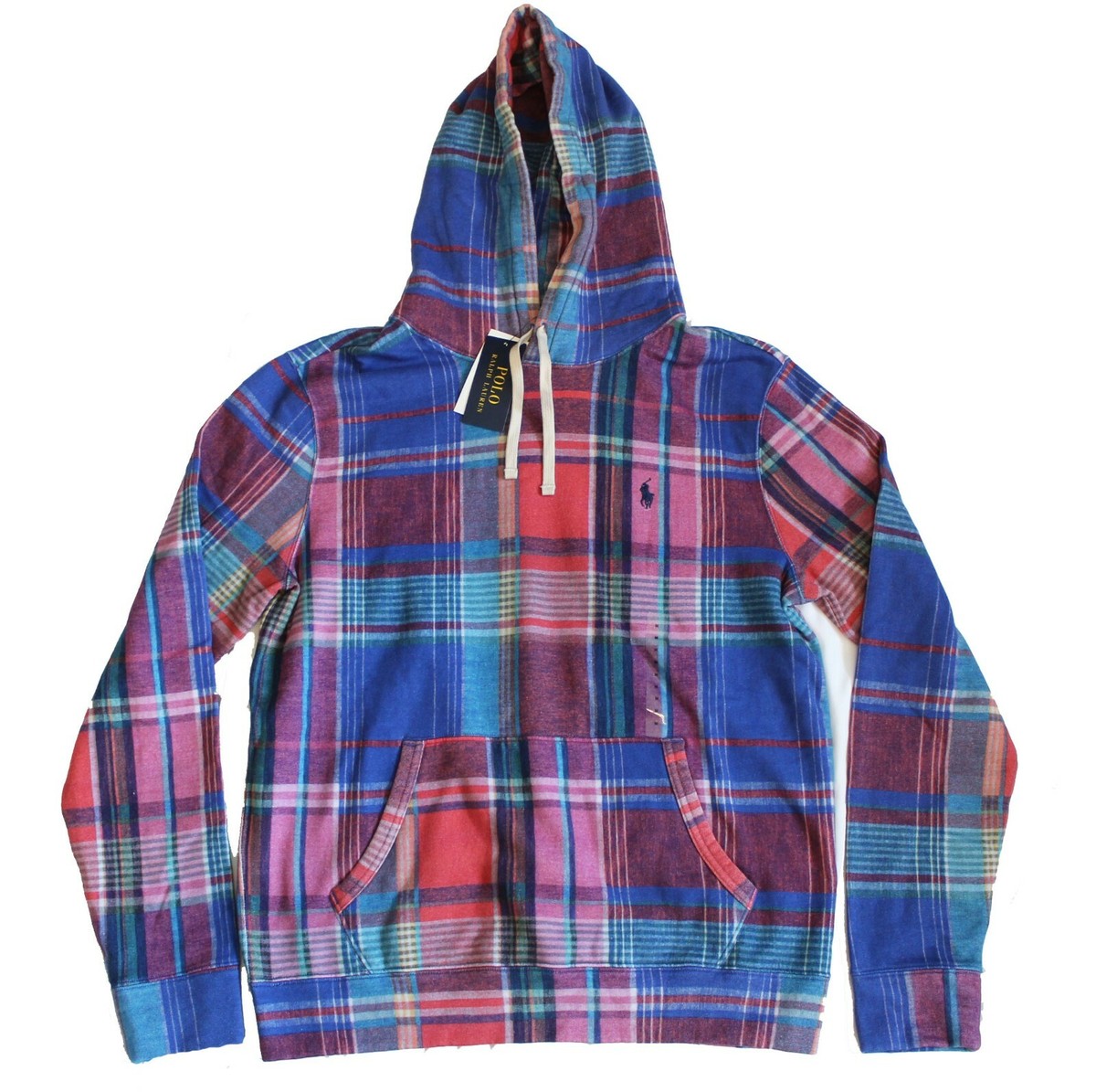 Polo Ralph Lauren Fleece Madras Pony Logo Terry Hoodie Pullover