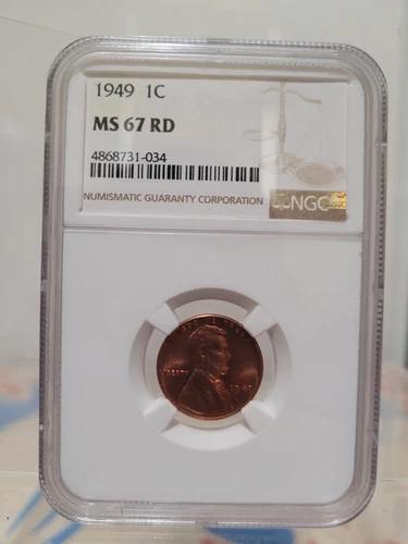 1949 Lincoln Wheat Cent Penny 1C 1949-Certified NGC MS67 RD 4868731-034