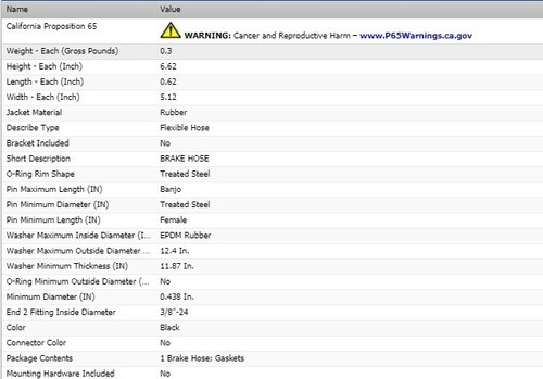 Dorman Brake Hydraulic Hose For CHEVROLET EL CAMINO 1970 - Picture 5 of 10