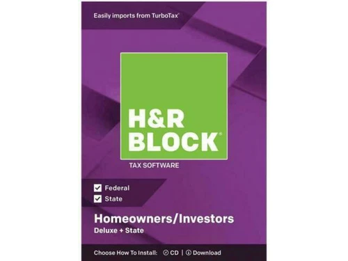 H&R Block Tax Software Deluxe + State 2018 Tax Software (Import from TurboTax)
