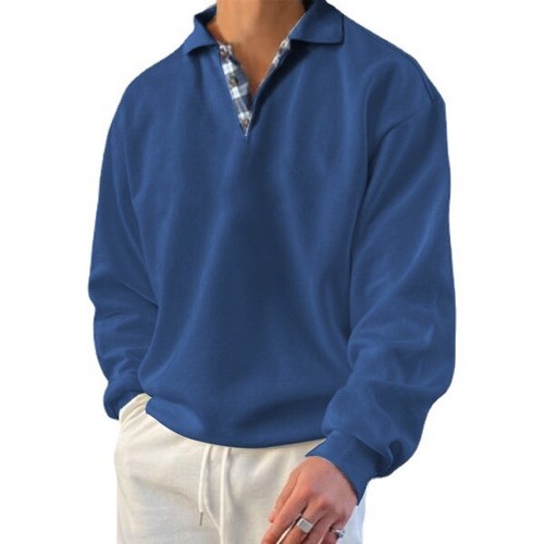 Herren V-Ausschnitt Freizeit Sweatshirt Langarm Locker Umschlag Pullover Bluse Tops - Bild 4 von 64