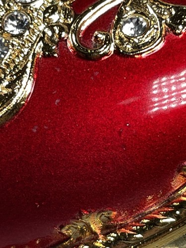 Splendid Music Box, Co., Red, Enamel, And Gold, Butterflies, Swarovski Crystal - Picture 9 of 12