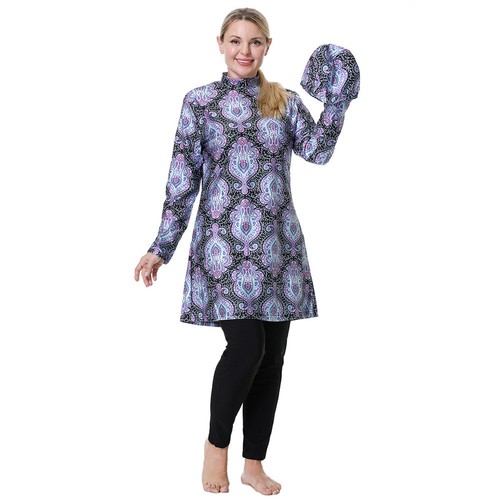 Traje de baño de talla grande para mujer modesto Burkini ropa de playa musulmán cubierta completa traje de baño 8XL - Imagen 29 de 53