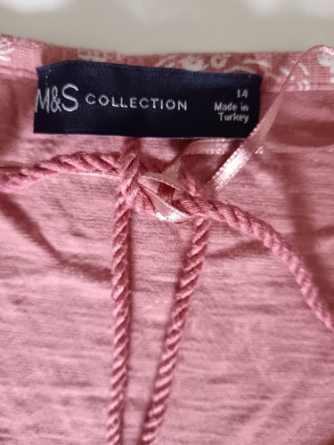 WOMENS M&S SIZE UK 14 Pink MIX CRINKLE PLEATED BLOUSE TOP LONG SLEEVE - Picture 8 of 10
