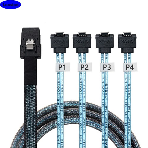 MINI SAS SFF-8087 to 4 Ports SATA 90 degree high-speed server connection Cable - 第 3/13 張圖片