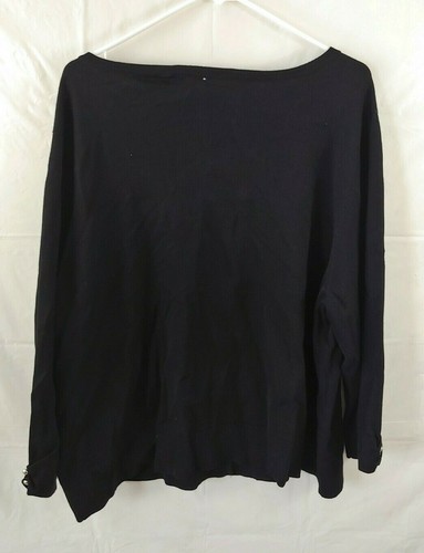 Cato Womens Cardigan Sweater 26 28 Black Ruffle Button Front 3/4 Sleeves - Picture 4 of 8