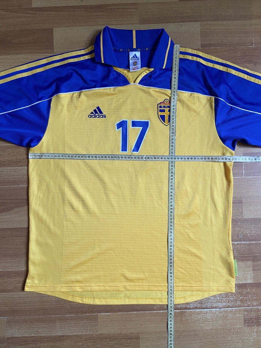 SWEDEN 2000 2002 HOME FOOTBALL SHIRT SOCCER JERSEY ADIDAS sz XL
