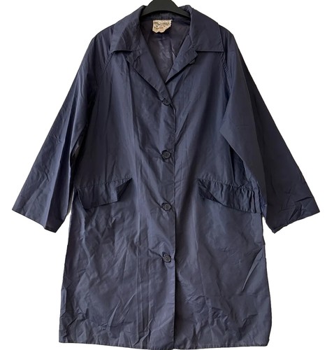 PROVA VINTAGE ALL NYLON RAINCOAT NAVY BLUE MADE IN ITALY ONE GR. M-L