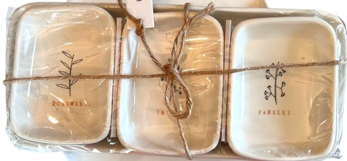 Rae Dunn Artisan Collection Ceramic Herb Dishes Rosemary Thyme Parsley Set Of 3 - Bild 1 von 11