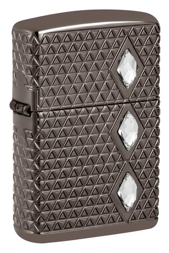 Zippo ARMOR Lighter CRYSTAL TRIO MULTICUT DIAMOND MOTIF Black Ice NEW IN BOX - Picture 4 of 11