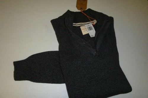 Suéter de punto de algodón suave de diseño resistente a la intemperie para hombre 1/2 cremallera talla: grande - carbón vegetal - Imagen 6 de 7