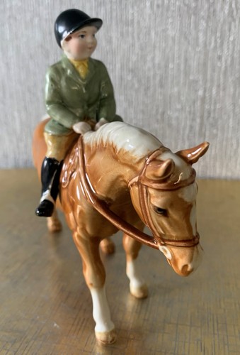 BESWICK CABALLO NIÑO EN PONY MODELO Nº 1500 PALOMINO BRILLO PERFECTO - Imagen 5 de 9