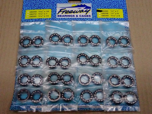 8 x Freeway 1/4" x 7 Cage Hub Bearings New Old Stock BMX Etc - Picture 1 of 2