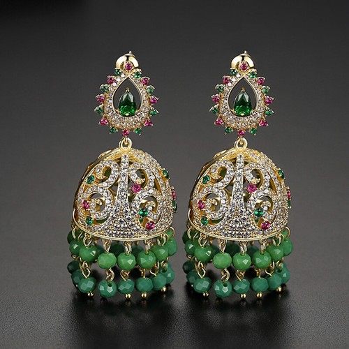 Indian Bollywood Women Zircon Jhumki Jhumka Gypsy Earrings Bridal Ethnic Jewelry - Picture 17 of 437