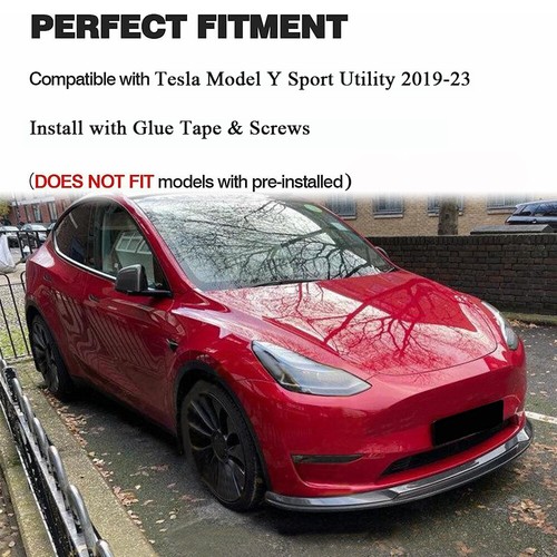 For Tesla Model Y Sport Utility 2019-23 REAL CARBON Front Bumper Lip Spoiler Kit - Foto 3 di 12