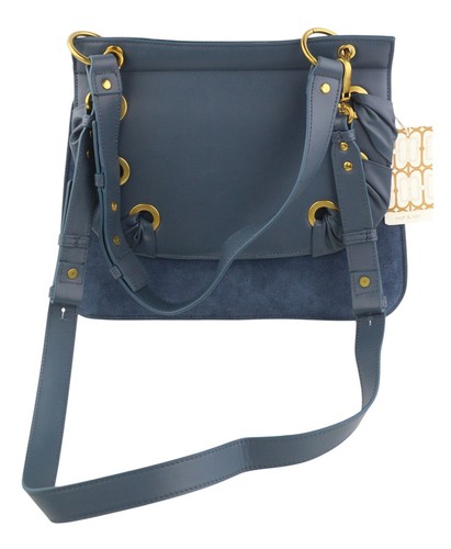 NAT & NIN Vittoria Women Bag OS Blue Leather Detachable Strap Crossbody Logo - Picture 3 of 20