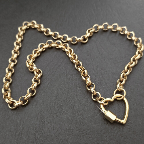 HEART Carabiner CLASP 14k GOLD GL BELCHER LINK Chain Ladies Necklace ALL SIZES - Bild 8 von 8