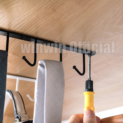 6 Hook Mug Cup Rack Holder Under Shelf Kitchen Cabinet Hanger Organiser Wardrobe - Picture 12 of 17