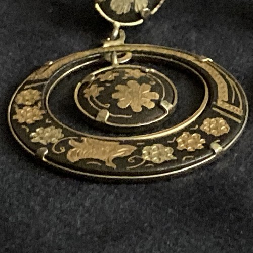 Vintage Damascene Earrings Clip-On Hoop Dangle Pair - Picture 8 of 14