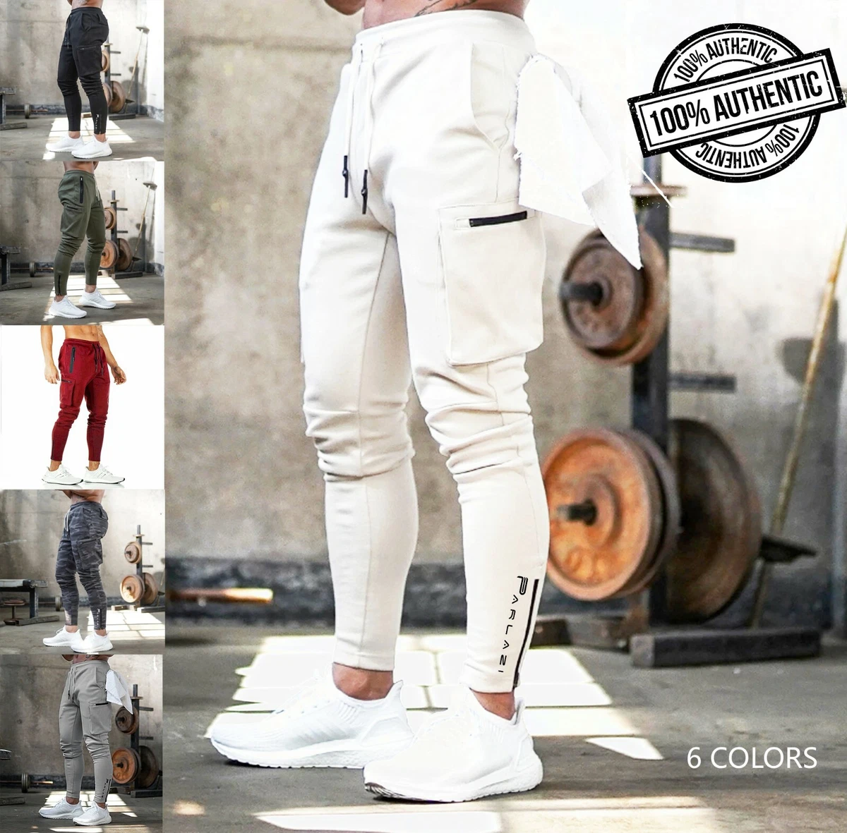 Parlazi Gym Workout Joggers Cargo Pants Sweatpants Tapered Skinny Men Slim  Fit