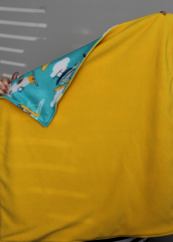 Fleece Airplane 29 1/2 x 34 1/2 in teal white yellow Toddler stroller lap throw - Picture 5 of 5