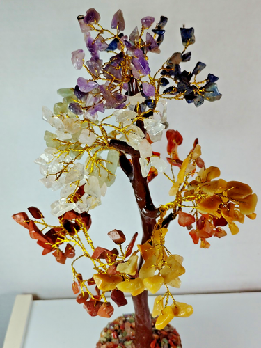 "Estatuilla de colección Wire Tree of Life piedra semipreciosa 12"" Reiki curación color dorado" - Imagen 4 de 7
