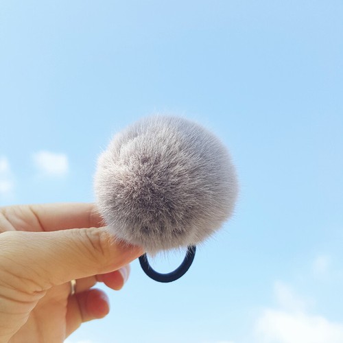 Women Solid Color Fluffy Plush Hair Rope Pompom Stretch Hair Ties Rubber Band - Picture 14 of 21