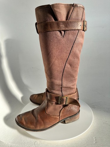 Fat Face Leder Stiefel Schuhe UK Größe 5 EU38 Damen Marena Canvas Reiten Reißverschluss - Bild 8 von 16