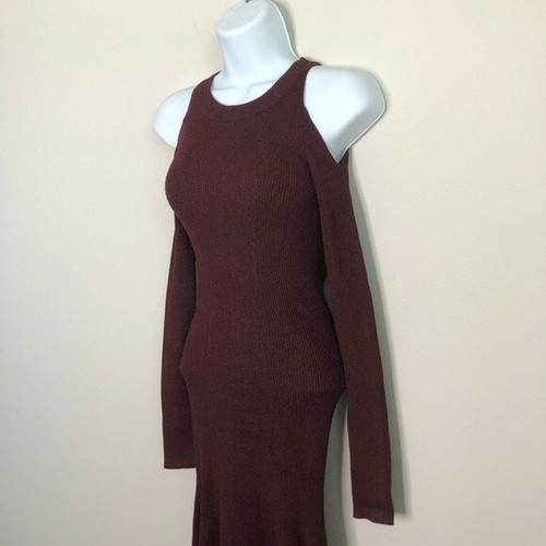 AllSaints Womens Yasmin Bordeaux Twist Dress Cold Shoulder Long Sleeve Small NWT - Picture 6 of 8
