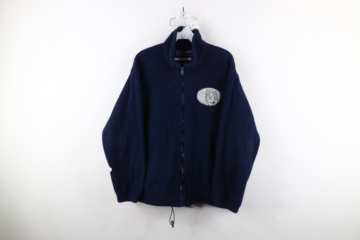 Vintage 90s Lands End Womens Medium Distressed Wolf Polartec