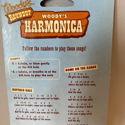 Toy Story Woody's Roundup Harmonica Toy Musical Instrument Key C Woody Disney - Foto 9 di 11