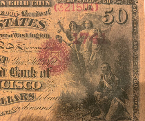 Reproduction $50 National Gold Bank Note 1870 1st National Gold Bank SF CA Copy - Picture 4 of 6